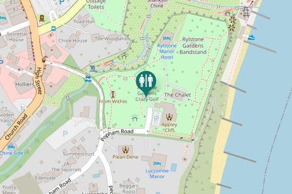 Map showing location of Popham Road Toilet