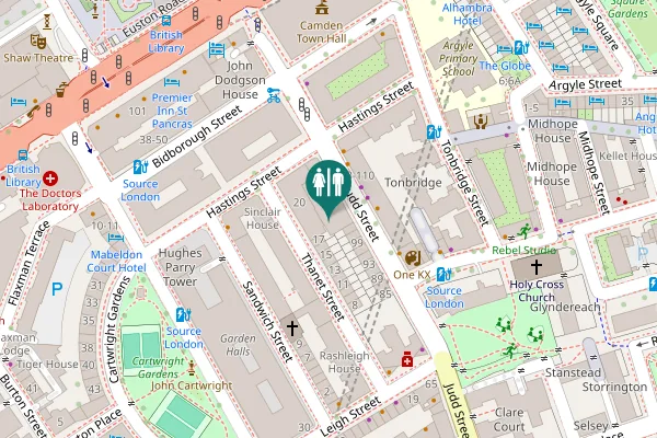 Map showing location of Judd Street 105 Toilet