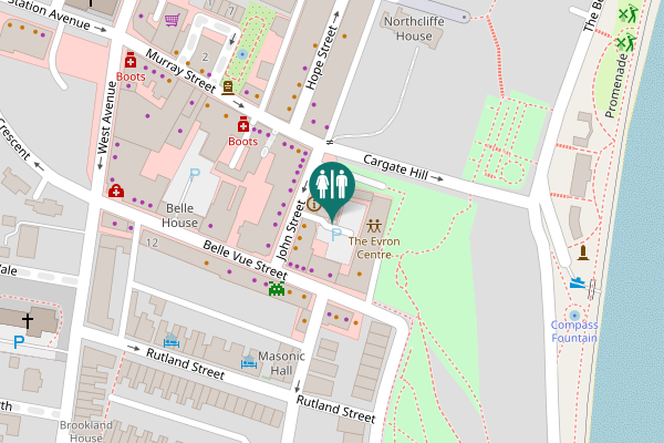 Map showing location of John Street Toilet