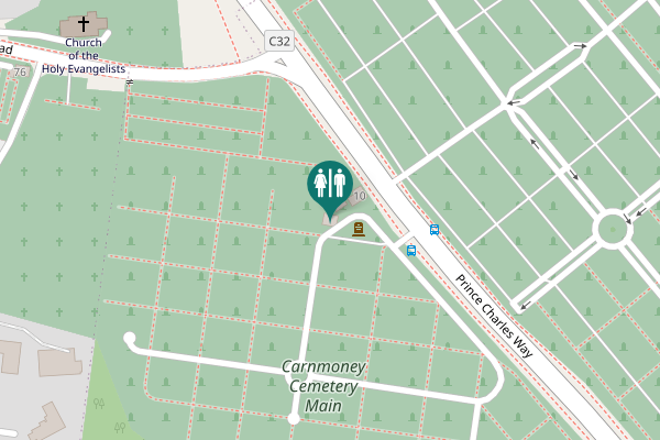 Map showing location of Prince Charles Way 10 Toilet