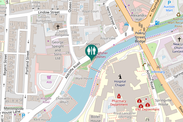 Map showing location of Aldcliffe Road Toilet