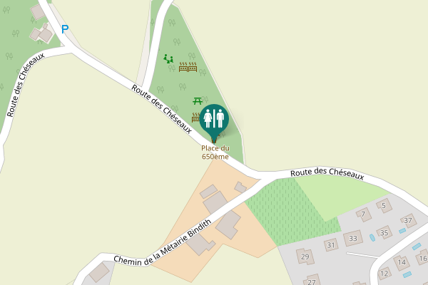 Map showing location of Route des Chéseaux Toilet
