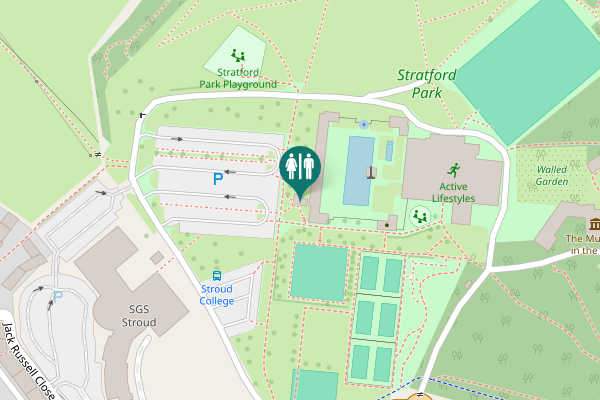 Map showing location of Stratford Road Toilet