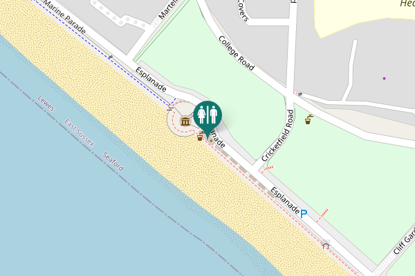 Map showing location of Esplanade Toilet