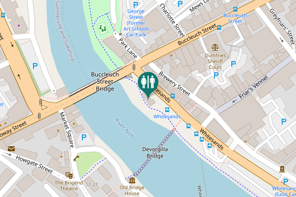 Map showing location of Whitesands Toilets