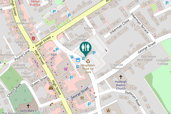 Map showing location of Magdalen Road Toilet