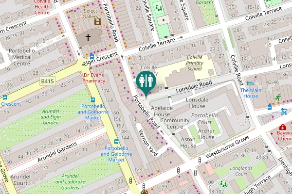 Map showing location of Lonsdale Road Toilet