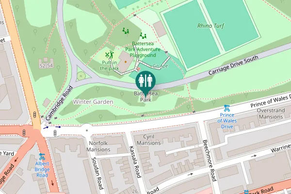 Map showing location of Battersea Park