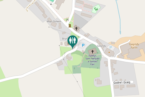 Map showing location of Llannefydd Toilet
