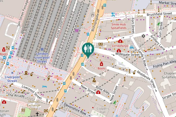 Map showing location of Bishopsgate 196 Toilet
