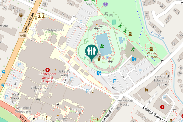 Map showing location of Cheltenham Toilet