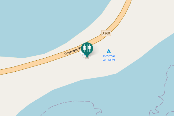 Map showing location of Deerness Road Toilet