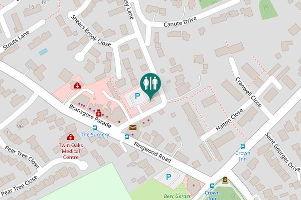 Map showing location of Betsy Lane Toilet