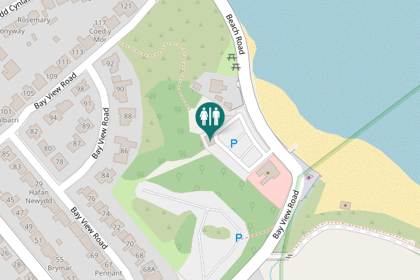 Map showing location of Beach Road Toilet