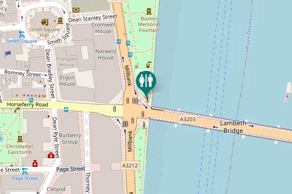 Map showing location of Lambeth Bridge Toilet