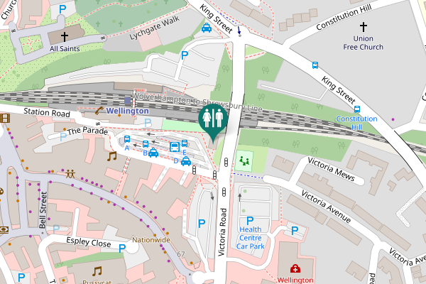 Map showing location of Telford Toilet