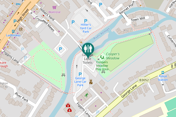 Map showing location of George Lane Toilets