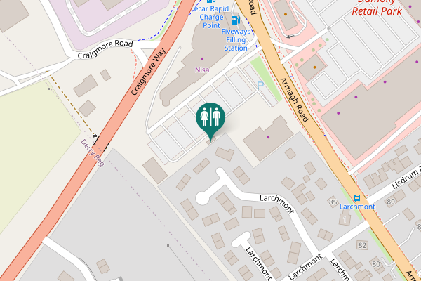 Map showing location of Larchmont Toilet
