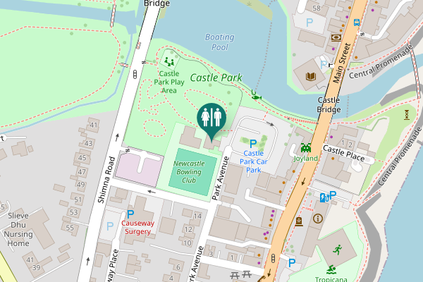 Map showing location of Park Avenue Toilet