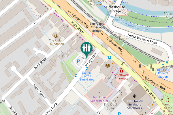 Map showing location of Stony Lane Toilet