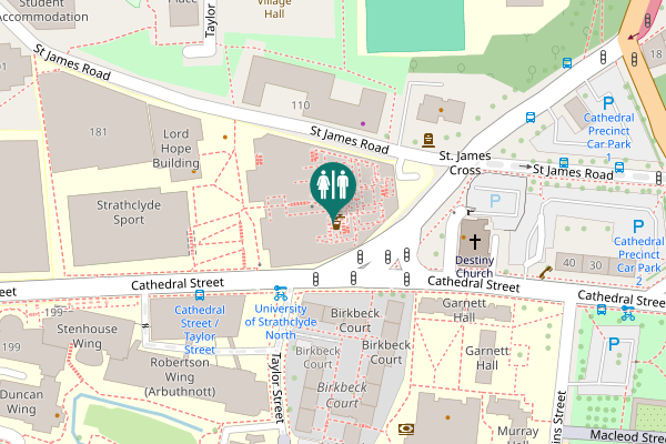 Map showing location of St James Road Toilet