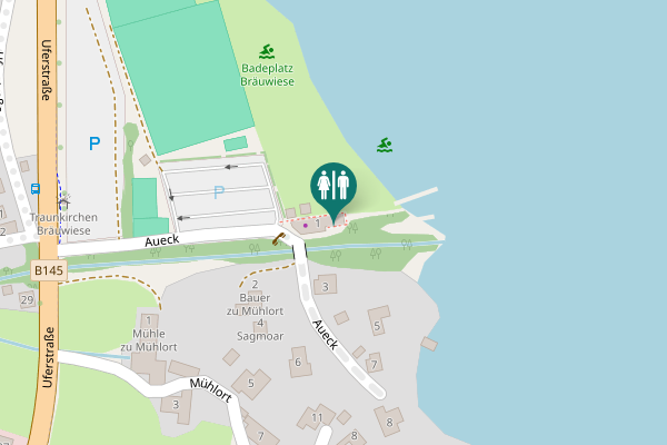 Map showing location of Aueck 1 Toilet