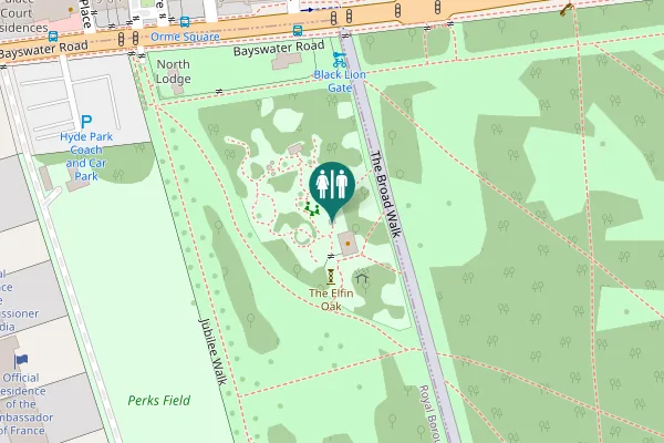 Map showing location of The Broad Walk Toilet