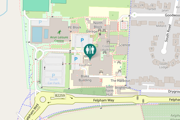 Map showing location of Felpham Way Toilet