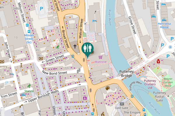 Map showing location of Northgate Street Toilet