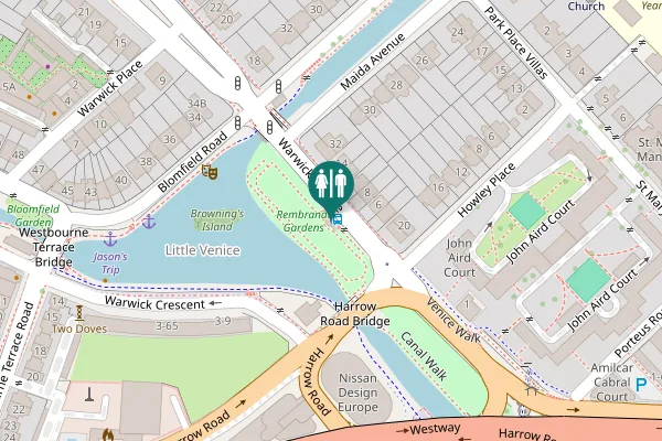 Map showing location of Warwick Avenue Toilet