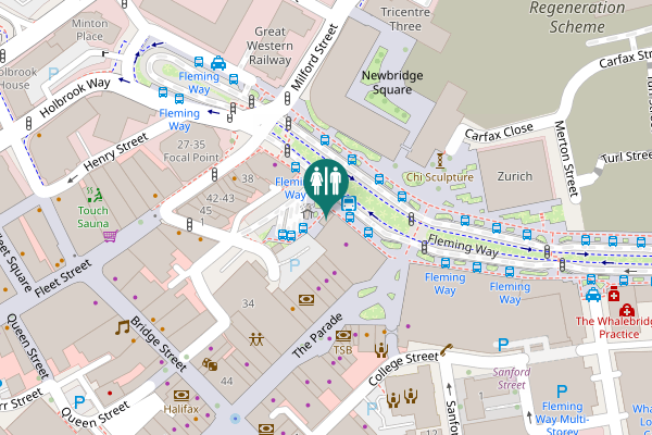 Map showing location of Swindon Toilet