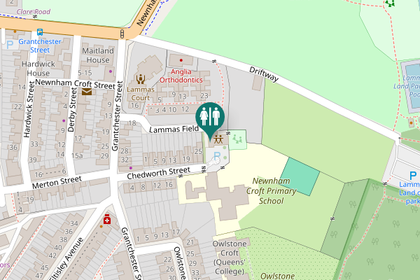 Map showing location of Lammas Field 22 Toilet