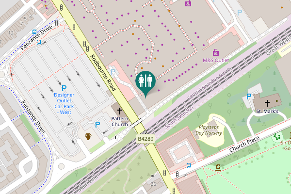 Map showing location of Kemble Drive Toilet