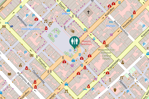 Map showing location of Municipal Unit of Patras Toilet