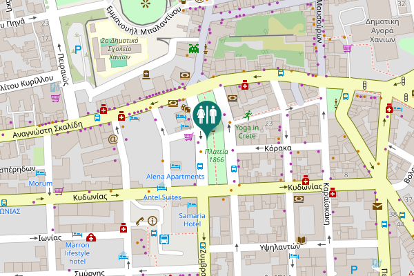 Map showing location of Chania Toilet