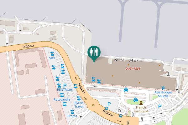 Map showing location of Heraklion Airport 716 01 Toilet