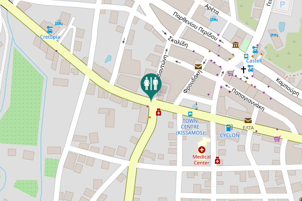 Map showing location of E 65 Toilet