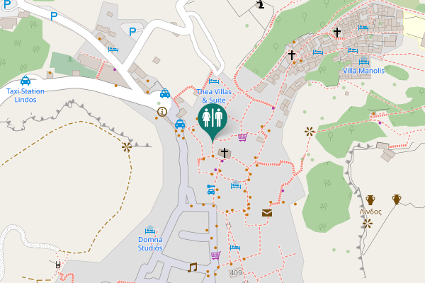 Map showing location of Lindos Toilet