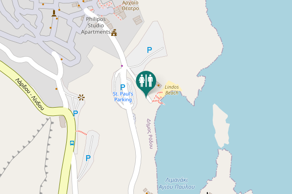 Map showing location of Lindos Toilet