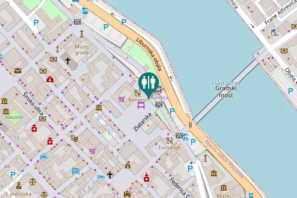 Map showing location of Bedemi zadarskih pobuna Toilet