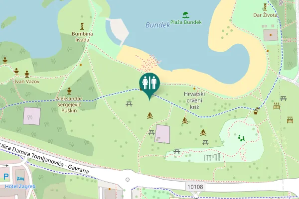 Map showing location of Ulica Damira Tomljanovića - Gavrana Toilet
