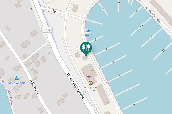 Map showing location of Obala kraljice Jelene Toilet