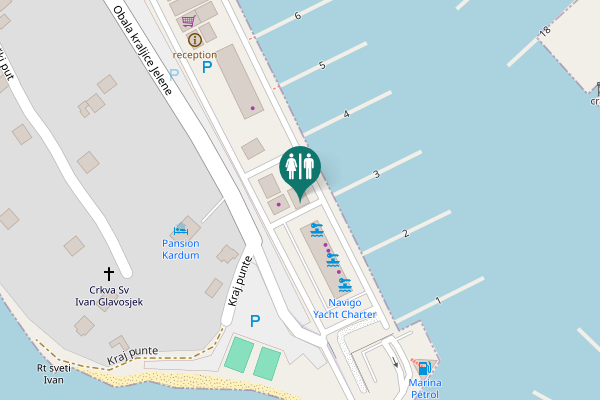 Map showing location of Obala kraljice Jelene 55 Toilet