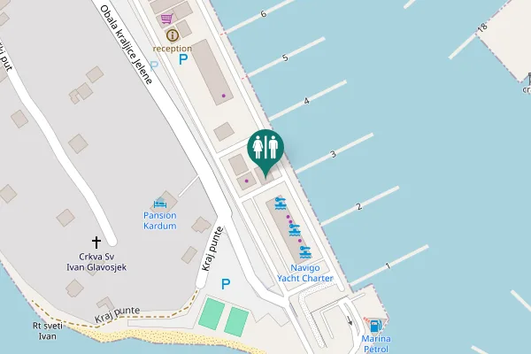 Map showing location of Obala kraljice Jelene 55 Toilet