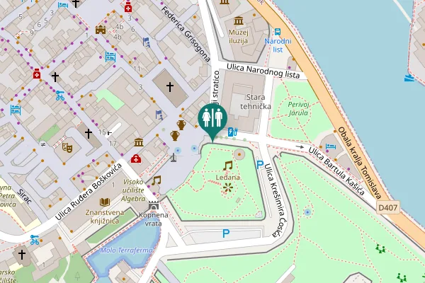 Map showing location of Ulica Bartula Kašića Toilet