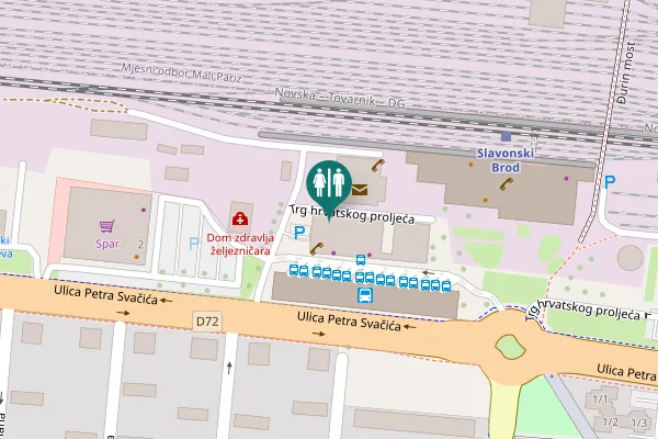Map showing location of Trg hrvatskog proljeća 6 Toilet