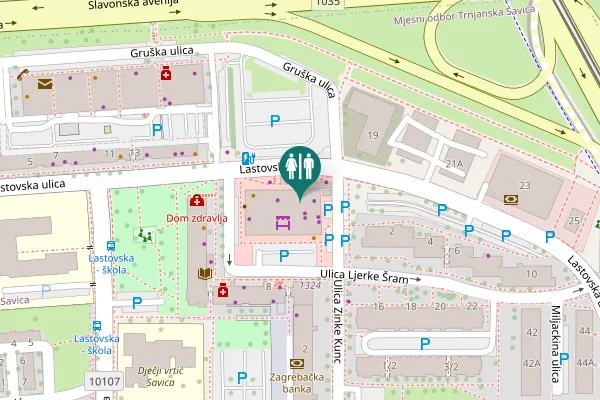 Map showing location of Lastovska ulica 2 Toilet