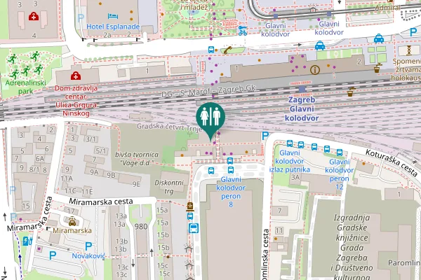 Map showing location of Trg Ante Starčevića 7 Toilet