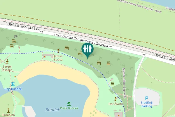 Map showing location of Ulica Damira Tomljanovića - Gavrana Toilet