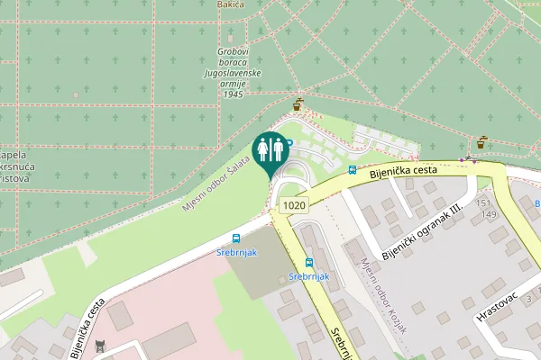 Map showing location of Bijenička cesta Toilet